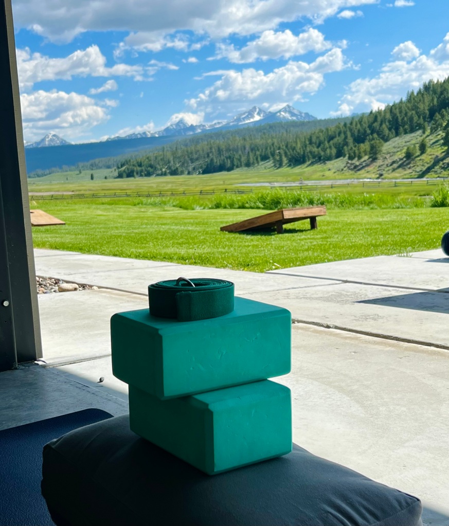 Teaching yoga at Idaho Rocky Mountain Ranch in the Sawtooth Mountains of Stanely, Idaho